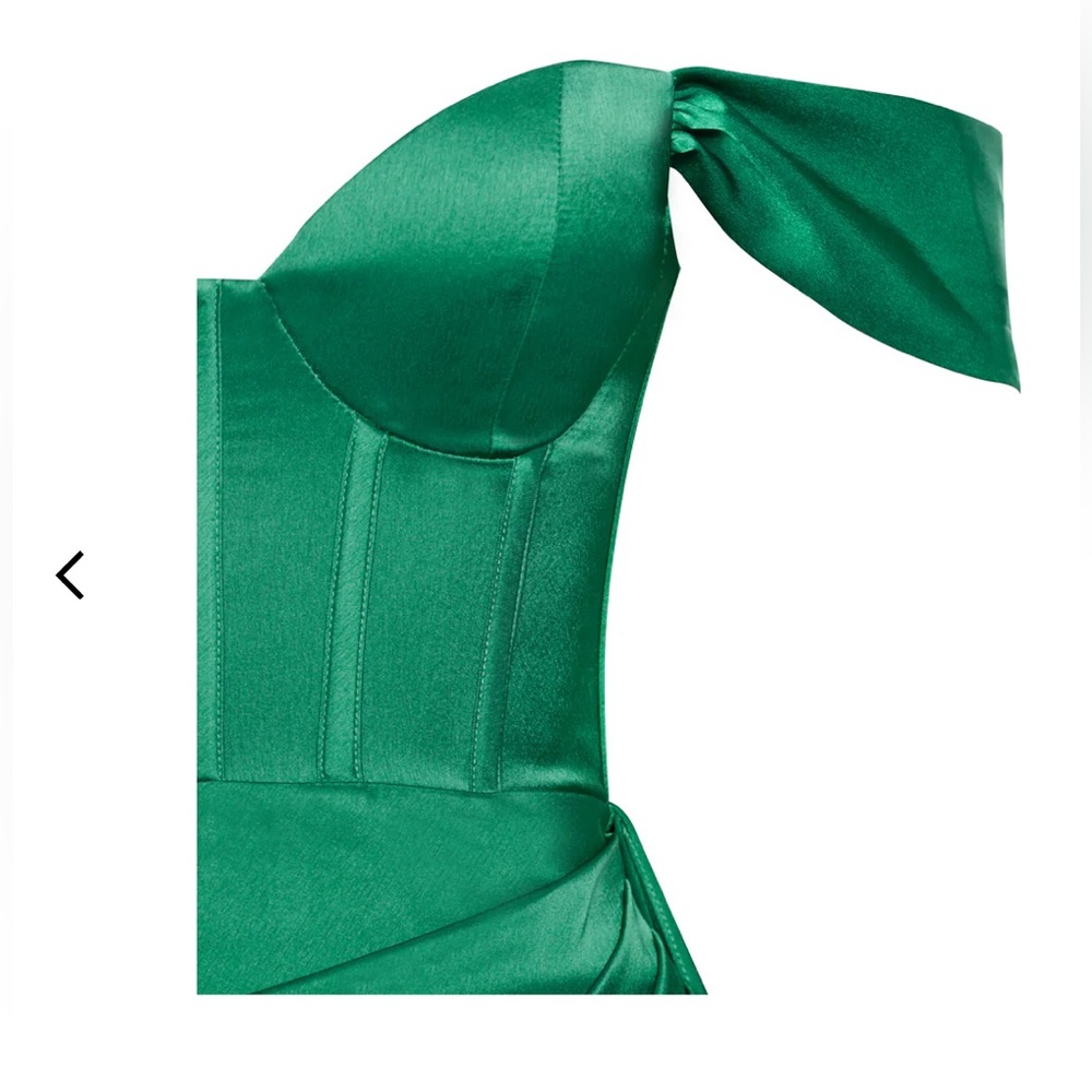 Zayda Green High Slit Corset Satin Gown - Picture 8 of 8